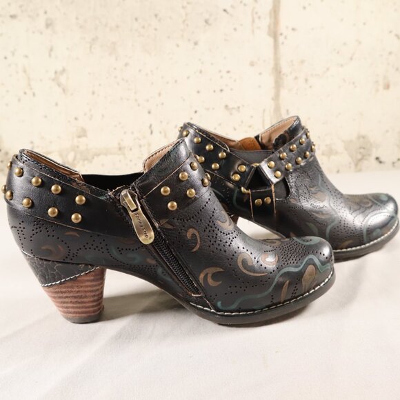 Spring Step L'ARTISTE Black Harness KACIELOU Zip Ankle Booties Sz EU36 US5.5-6 - Picture 3 of 12